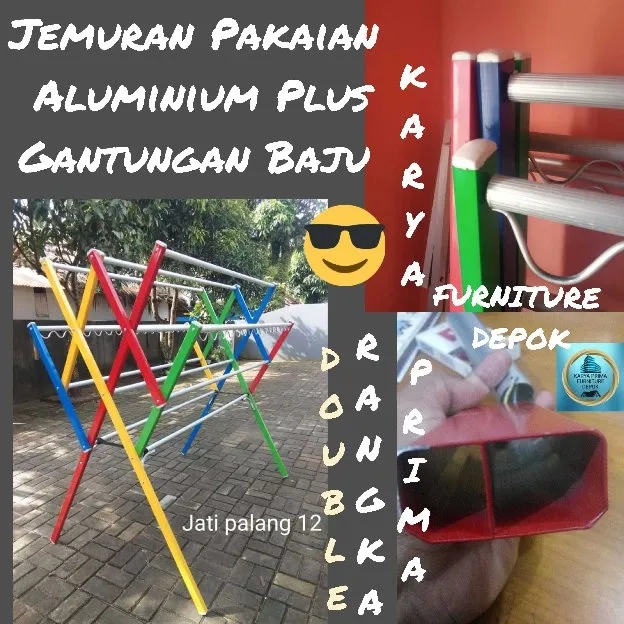 Jemuran Pakaian Aluminium Duble Rangka kuat dan awet spesial 530rb free ongkir jarak terjangkau