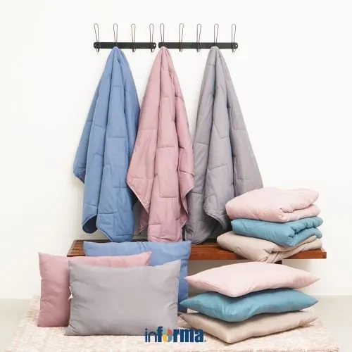 Informa 150X200 cm Bed Cover Polyester Marshmallow - Abu-Abu Selimut Aesthetic Pelapis Tempat Tidur 