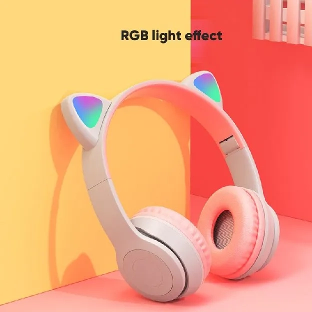 Bluetooth Headphone Headset Gaming Cat Ears Wireless Bluetooth Led Light Super Bass Stereo