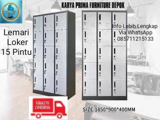 Lemari Loker Besi 15 Pintu kuat dan awet spesial 2.700.000  free ongkir free biaya pemasangan COD.