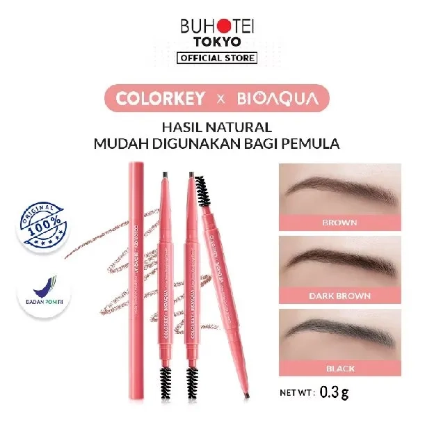 BUHOTEI Colorkey x Bioaqua Kosmetik Eyebrow Pencil Pensil Alis Tahan Lama Tahan Air BPOM Cosmetics M