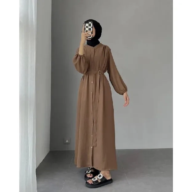 LOCA DRESS GAMIS FULL KANCING CRINKLE AIRFLOW LD 110 // GAMIS MUSLIMAH TERBARU REMAJA // LOCA DRESS