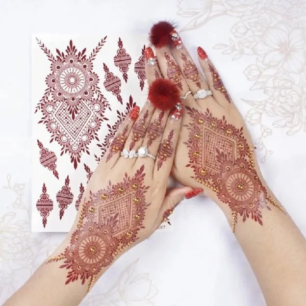 FREE (manik+gliter) 1 PCS KANAN KIRI HENNA INSTAN WEDDING