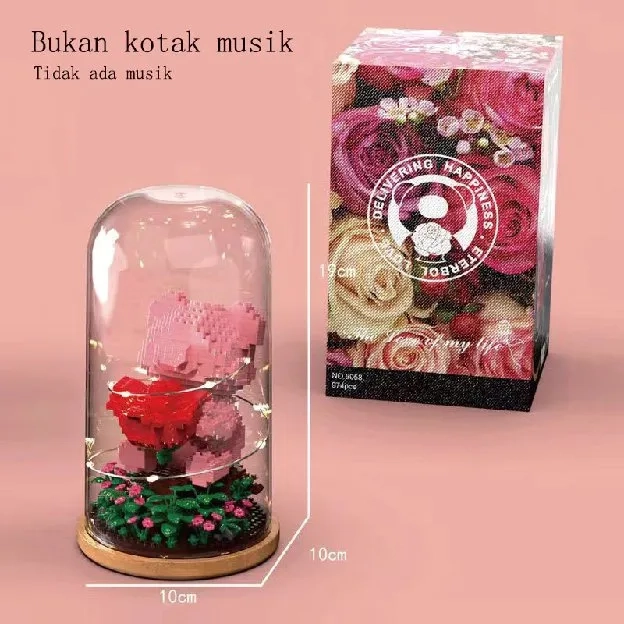 Block Flower Buket BungaDIY Kemasan Kotak Hadiah Hari Valentine Hadiah Kirim Pacar Hadiah Ulang Tahu