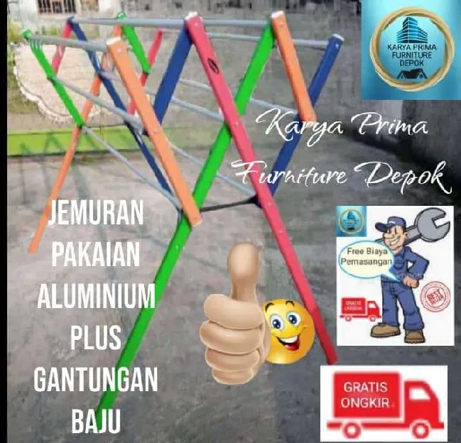 Jemuran Pakaian Aluminium Duble Rangka kuat dan awet spesial 530rb free ongkir jarak terjangkau