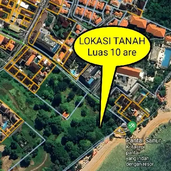 Dijual 10 are, LOSS PANTAI SANUR Jl. Kesuma Sari Denpassr Selatan