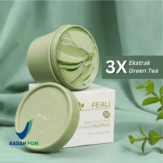 【BPOM】FEALI Green Tea Clay Mask Masker Wajah Green Tea Pore Clean Clay Mask