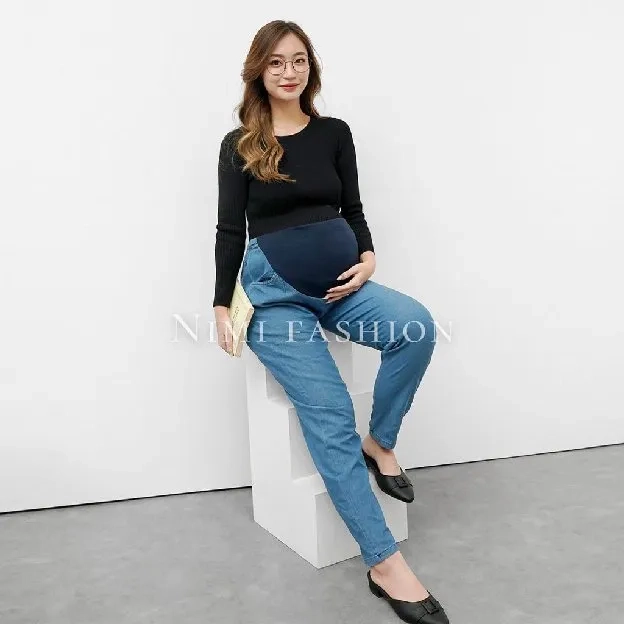 Celana Hamil Jeans Wash Jumbo Bawahan Bumil Denim kekinian