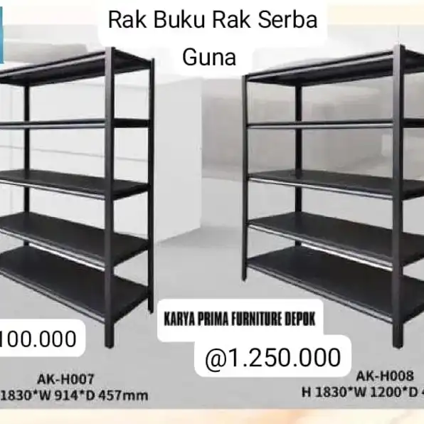 Rak Buku Rak Serba Guna Besi kuat dan awet ukuran 1830x914x457 spesial 1.100.000 free ongkir pasang 