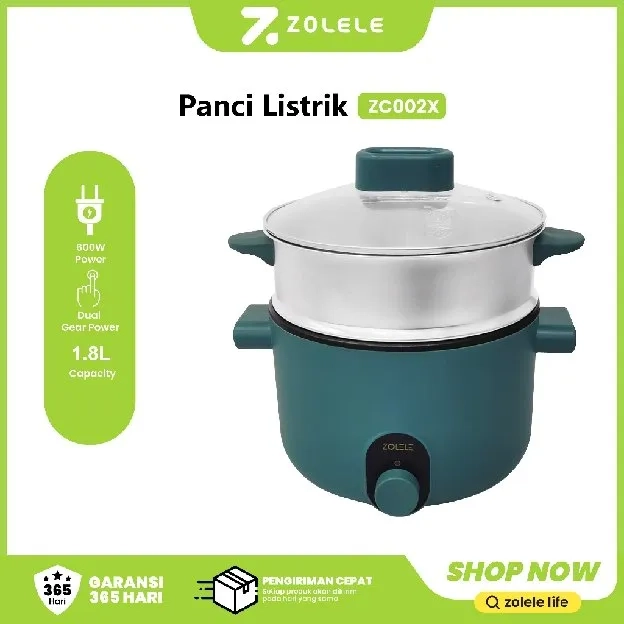 Panci Listrik 1.8L Rice Cooker Penanak Nasi Serbaguna Electric Pot 2 -Layer Panci Kukus Panci Rebus