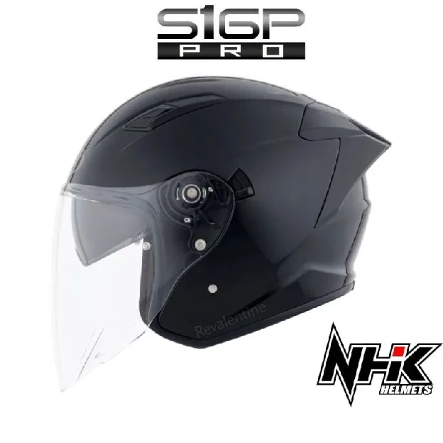 NHK S1GP PRO Black Doff Solid Double Visor | Helm Half Face PREMIUM S1-GP Hitam Doff SNI Original