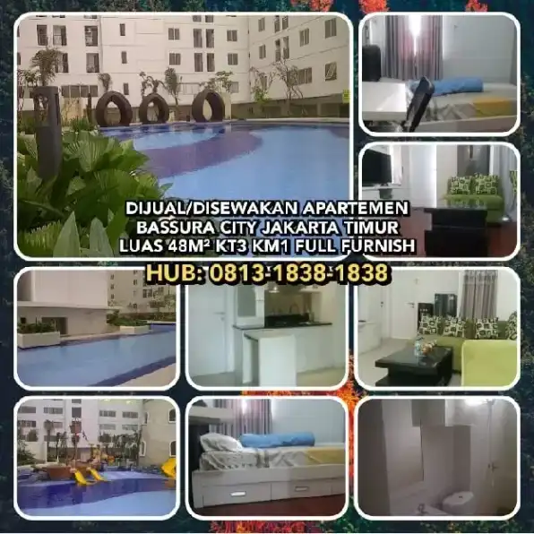 DIJUAL/DISEWAKAN APARTEMEN BASSURA CITY JAKARTA TIMUR. LUAS 48M² KT3 KM1 FULL FURNISH