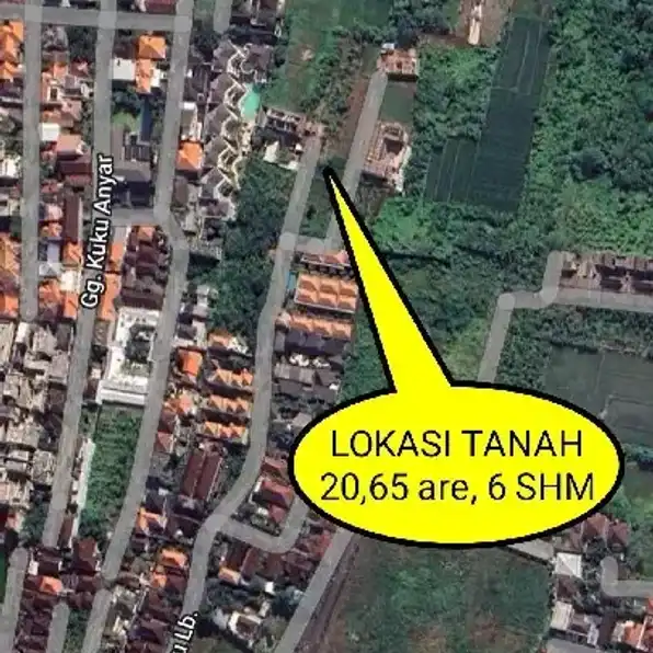 Dijual 20,65 are, Jl. Lb. Sari Pangkung Sari Kerobokan Klod Peti Tenget Kuta Utara