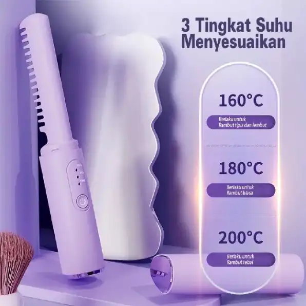 Sisir Pelurus Rambut Listrik 2 In 1 Pelurus Rambut Isi Ulang Pemanas Panas Sisir Pengeriting Styler 