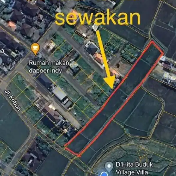 Dikontrakan 5 are & 17,4 are, Jl. Kebon Raya Tuka Buduk Bernasi Mengwi