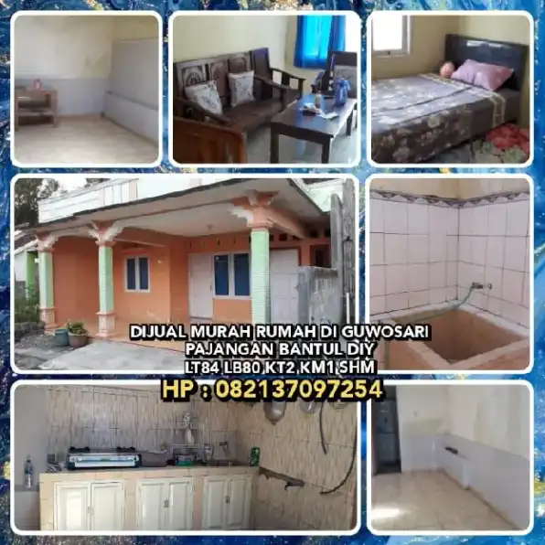 DIJUAL MURAH RUMAH DI GUWOSARI PAJANGAN BANTUL DIY. LT84 LB80 KT2 KM1 SHM. HP: 082137097254* 