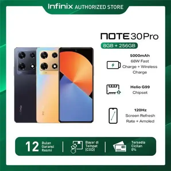 Infinix Note 30 Pro 8/256GB - 68 Watt Thunder Charge - Helio G99 - 6.67" FHD+ 120Hz Amoled Display