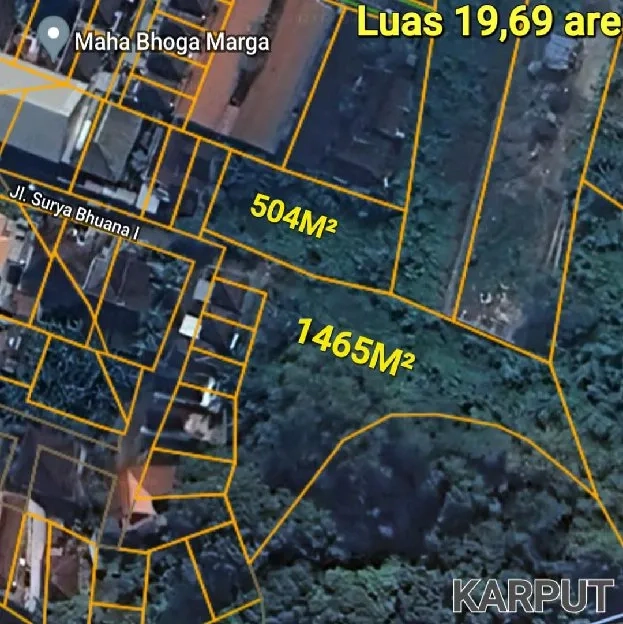 Dijual 19,69 are, Jl. Surya Bhuana Perum Dalung Permai Kuta Utara