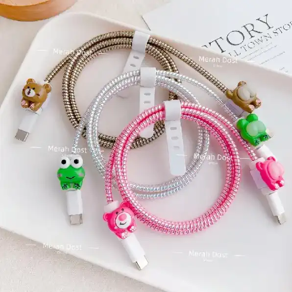 Pelindung Kabel Charger Kabel Data Kawat Kabel Data HP Untuk Iphone Android Universal Motif Kartun