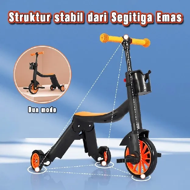 Kids Baby Walker Child's Balance Car Multifunctional Deformable Balance Bike for Children Satu Kelua