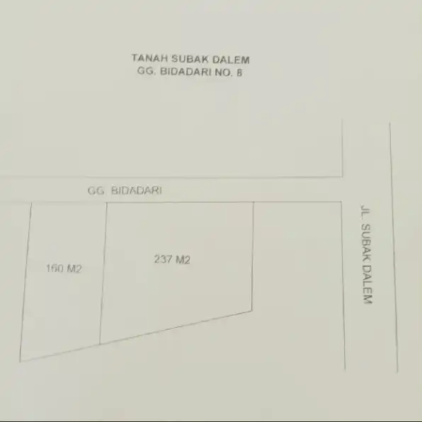 Dijual 1,6 are, Jl. Subak Dalem Peguyangan Bedahulu Denpasar