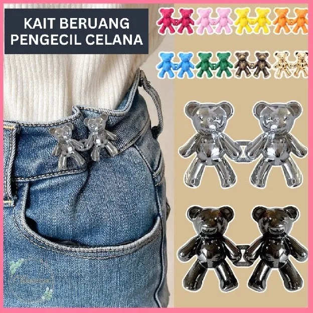 Kancing Jeans Kait Pengecil Beruang Lepas Pasang Pengait Celana Gesper Aksesoris Fashion Import