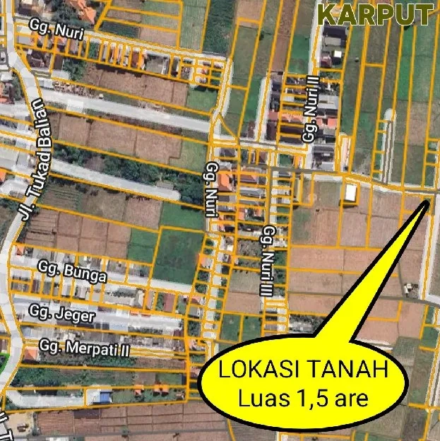 Dijual 1,5 are, Jl. Tukad Balian Gg. Nuri Sanur Kauh Renon Denpasar