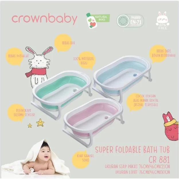 Sugar Baby Bak Mandi Bayi lipat Thermo Foldable Baby Bathtub Pillow dengan Sensor Panas / Bantal Man