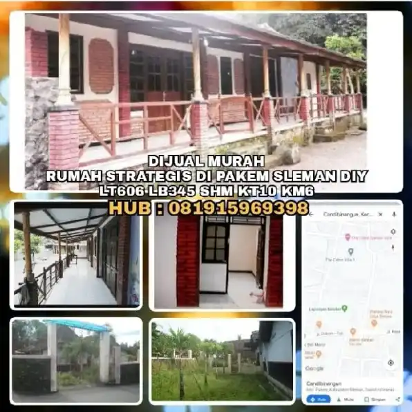 DIJUAL MURAH RUMAH STRATEGIS DI PAKEM SLEMAN YOGYAKARTA. LT606 LB345 SHM KT10 KM6.H: 081915969398>