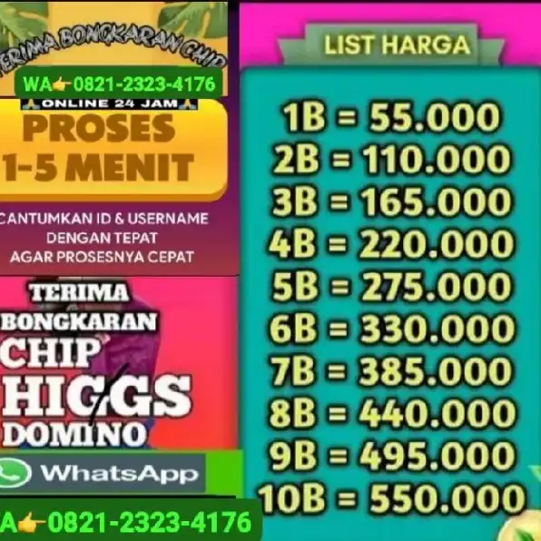 AGEN RESMI MELAYANI TOP UP DAN TERIMA BONGKAR OPEN 24 JAM HIGGS