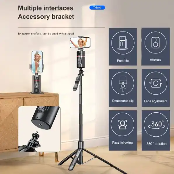 Auto Face Tracking Gimbal Handphone Stabilizer Tripod Phone Selfie Stick 360°Rotation Holder AI Foll