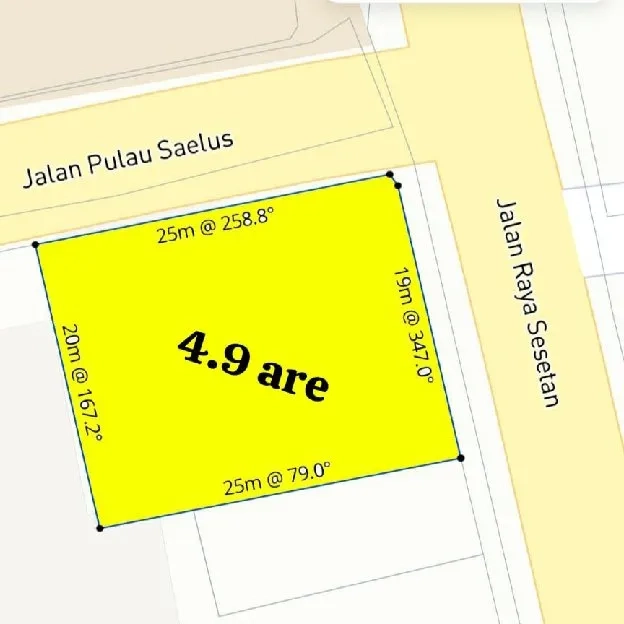 Dijual 4,9 are, Jl. Raya Sesetan HOOK Pulau Saelus Pedungan Denpasar Selatan