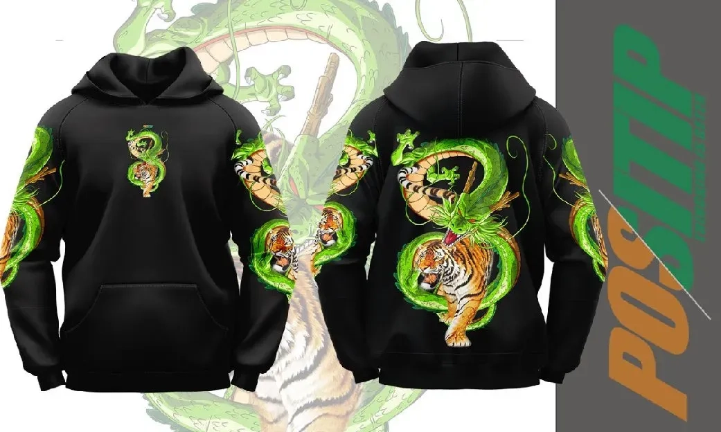 Swrater Hoodie Tiger Dragon Green - dmn