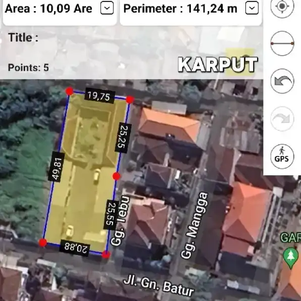 Dijual 10,09 are, Jl. Gunung Batur Pemecutan Gunung Agung Denpasar