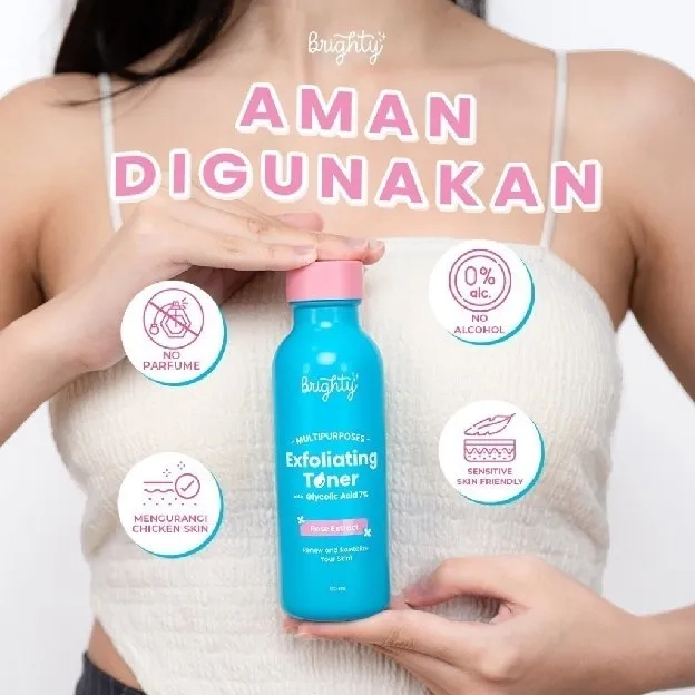 Brighty Multipurpose Exfoliating Toner Pemutih badan pencerah badan pencerah ketiak pemutih leher pe