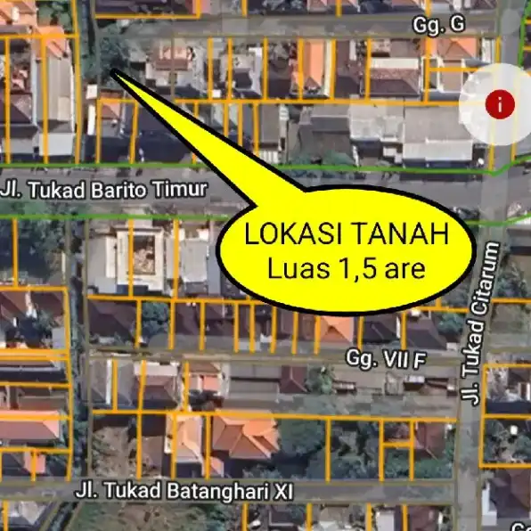 Dijual 1,5 are, Jl. Tukad Citarum Panjer Renon Denpasar