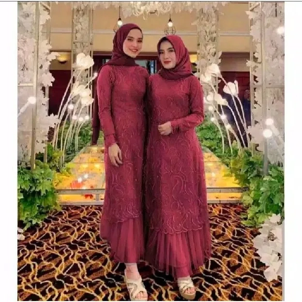 Baju Muslim / Dress Maxi Geraldine Brukat Tile