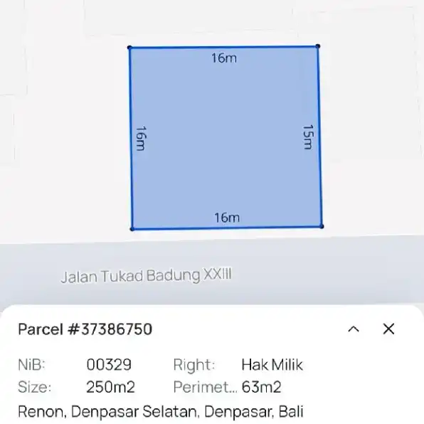 Dijual 2,5 are, Jl. Tukad Badung 23 Renon Denpasar