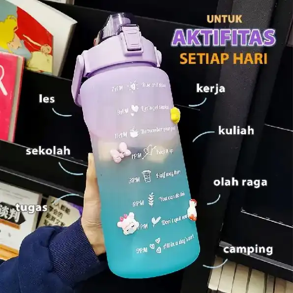 BOTOL MINUM VIRAL MOTIVASI GRADASI 2 LITER STIKER 2D 3D 2L