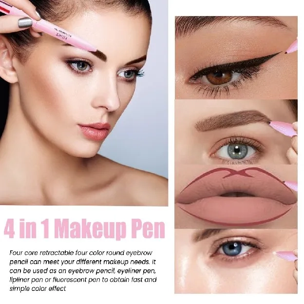 4-in-1 Makeup Pen Touch Up Pen Makeup Eyebrow Pencil Eyeliner Brow Liner Lip Liner & Highlighter Tah