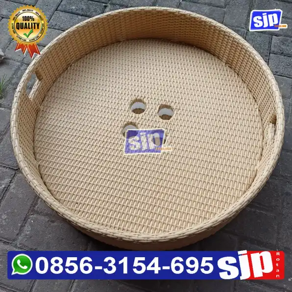 085755969664, floating tray rotan sintetis / nampan apung rotan sintetis plastik rangka aluminium