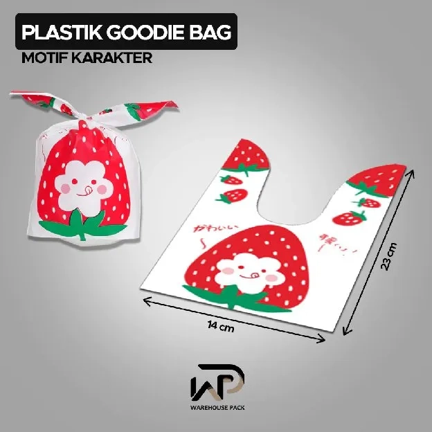 ( 10 PCS ) Plastik Goodie Bag Motif Karakter Kecil | Kemasan Plastik Karakter Souvenir | Kantong