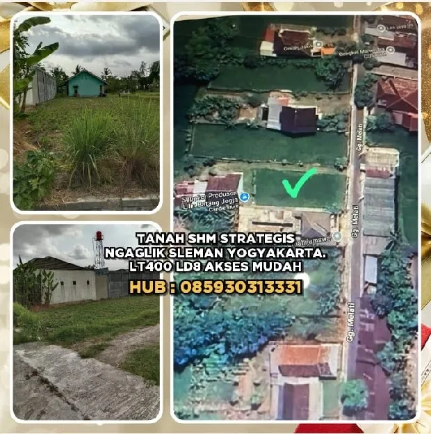 TANAH SHM STRATEGIS DI NGAGLIK SLEMAN YOGYAKARTA.LT400 LD8 DEKAT FASUM.H:085930313331