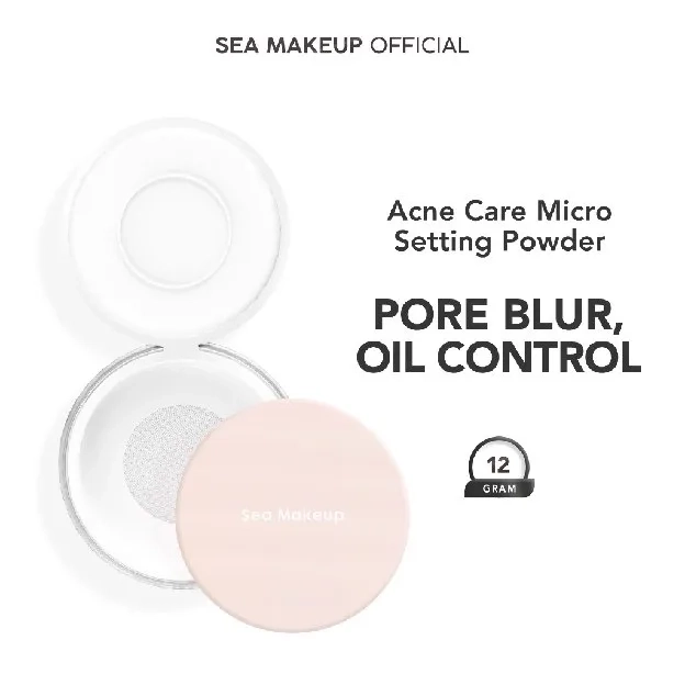 Sea Makeup  Acne Care Micro Translucent Setting Powder Loose Powder Bedak tabur untuk Kulit Berjeraw