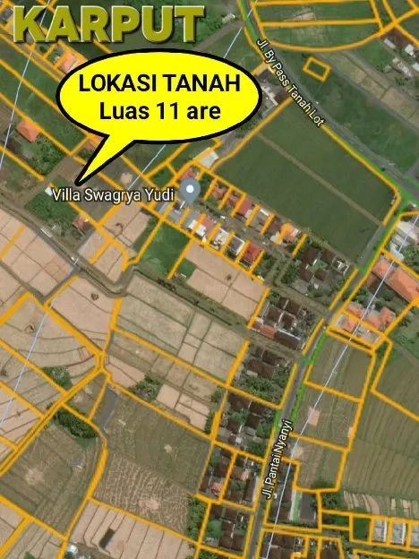 Dijual 5,5 are, & 11 are, Jl. Pantai Nyanyi Beraban Kediri Tabanan