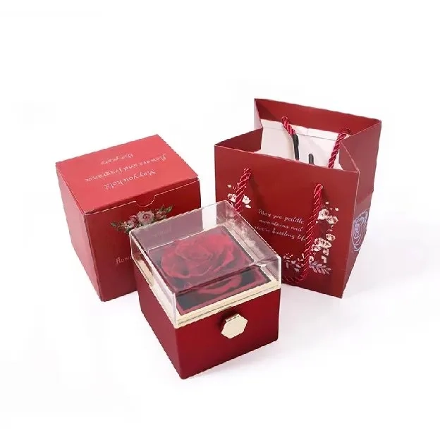 Diawetkan Mawar Asli Hidden Jewelry Box 925 Sterling Silver Kalung  100 Bahasa-The Beginning - Kado 