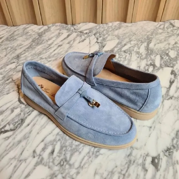 Sepatu loro piana Summer Chalk Loafers Sepatu Wanita blue