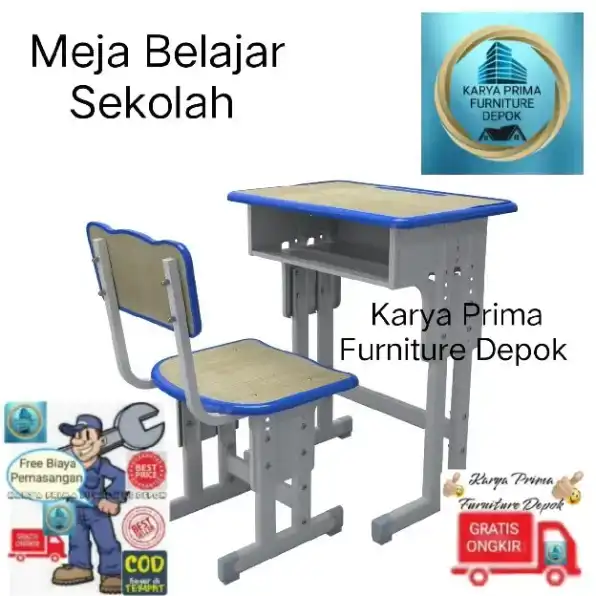 Meja Belajar Sekolah cocok untuk SD, SMP kuat dan awet 680rb free ongkir free biaya pemasangan COD 