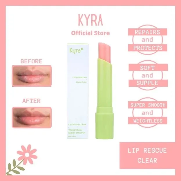 KYRA LIP RESCUE PINK with colour changing clear, Lipserum , Lipbalm UV Protection - Mencerahkan Bibi