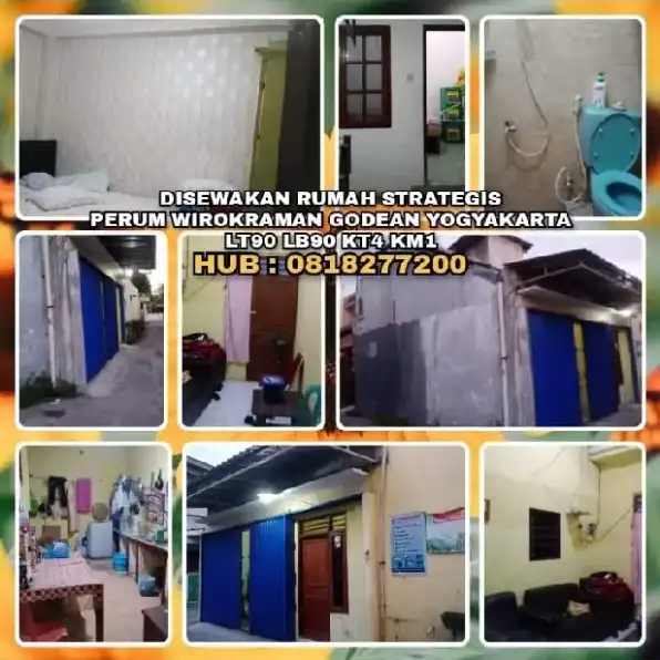 DISEWAKAN RUMAH DI PERUM WIROKRAMAN GODEAN YOGYAKARTA.LT90 LB90 KT4 KM1. H: 0818277200* 